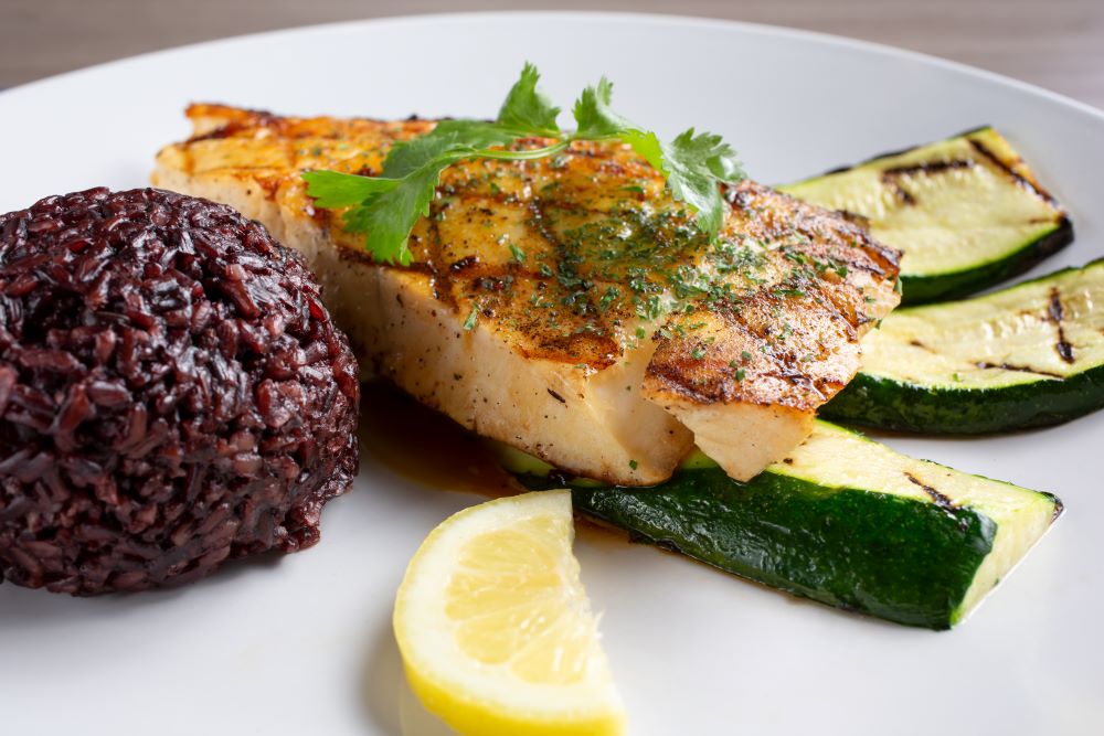 grilled halibut with coriander butter
