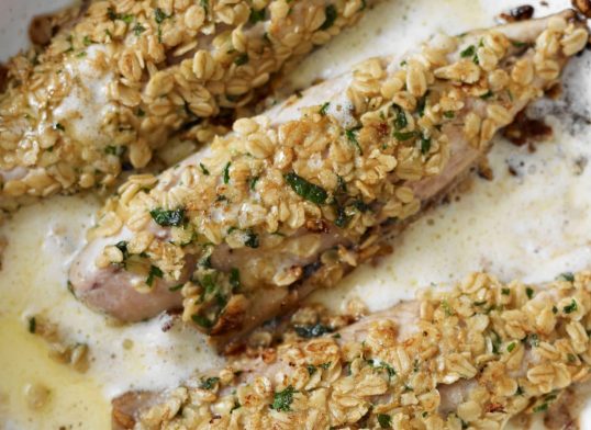 Crispy oaty mackerel fillets