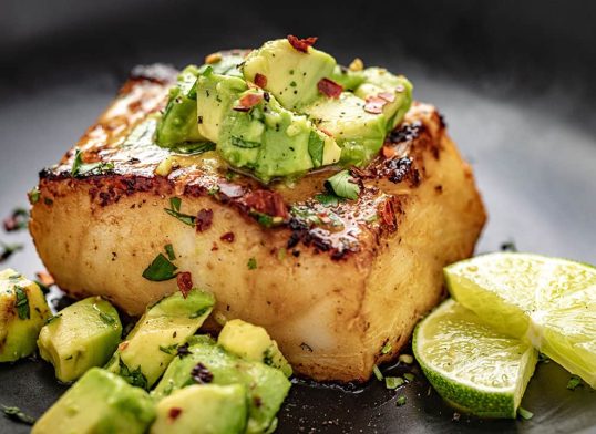 QUICK AND EASY SEA BASS WITH AVOCADO SALSA