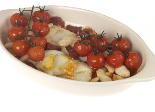 Cod with Tomatoes and Buttterbeans
