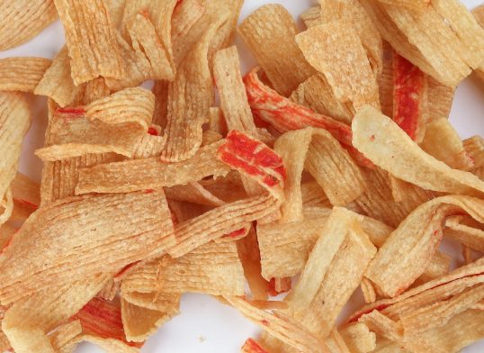 CNY crab chips snack white background