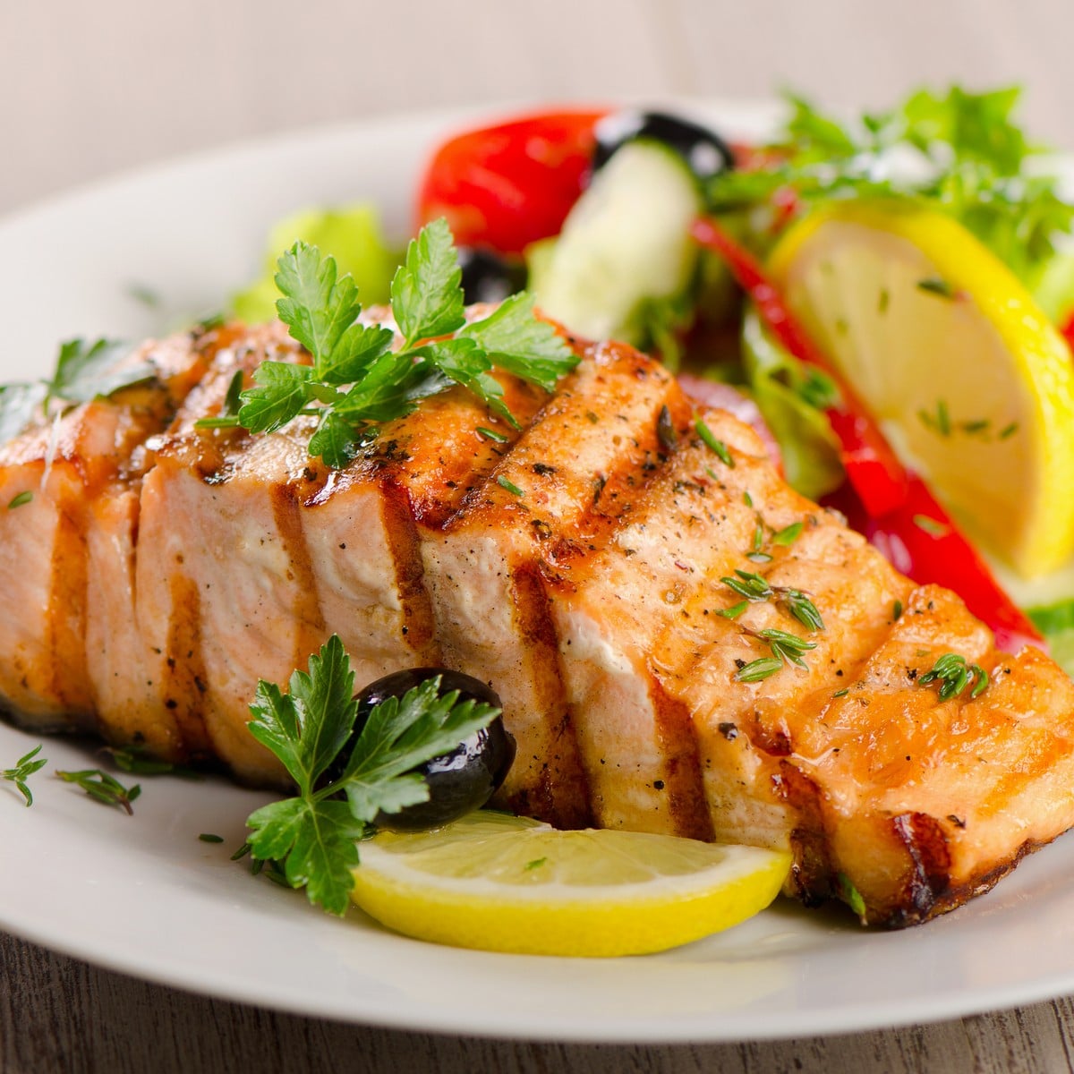 Grilled Salmon Steaks Italian Style - Frozen Fish Direct