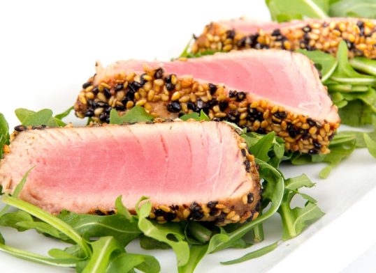 tuna tataki sesame crust appetizer plate