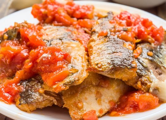 sardine fillets dish with tomato sauce