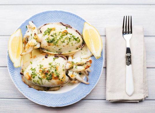 grilled cuttlefish with lemon and parsley
