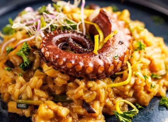octopus and saffron risotto