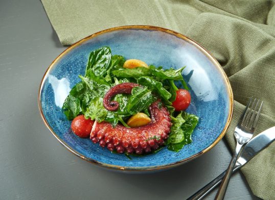 octopus and spinach salad