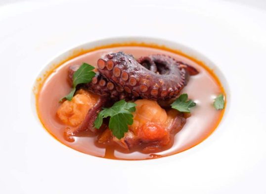 octopus and tomato soup