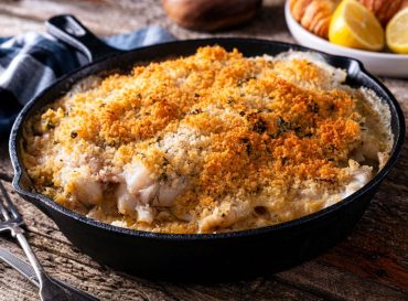 baked haddock with bacon and cheese
