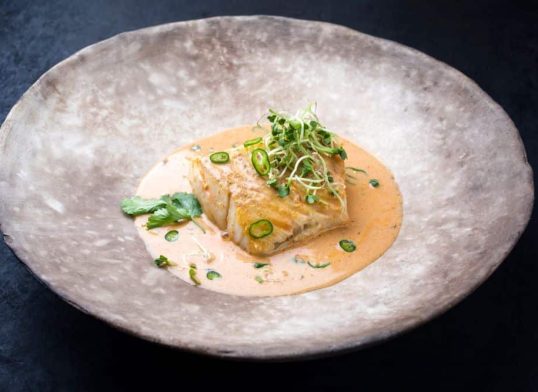 barramundi with coconut curry sauce