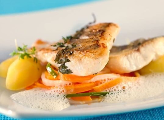 broiled perch with dill butter sauce