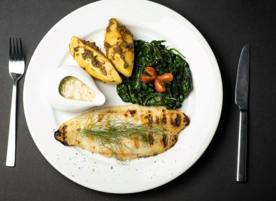 dover sole with spinach