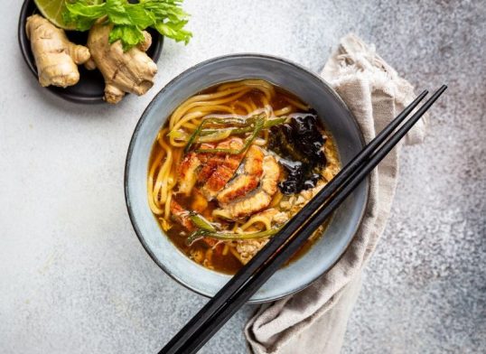 eel and udon noodle soup