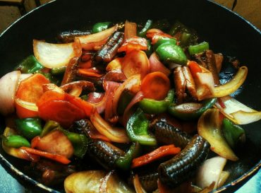 eel and vegetable stir fry