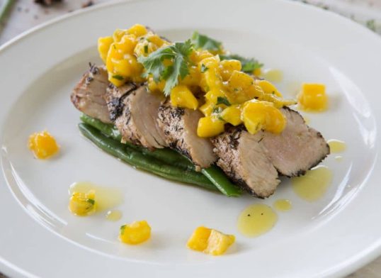 grilled barramundi with mango salsa