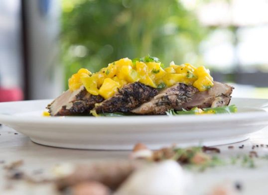 grilled barramundi with mango salsa