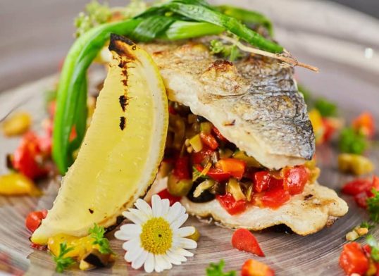 grilled yellowfin sole with tomato basil relish