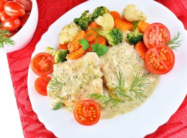 hake with mustard and dill sauce