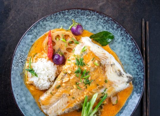 halibut with coconut curry sauce