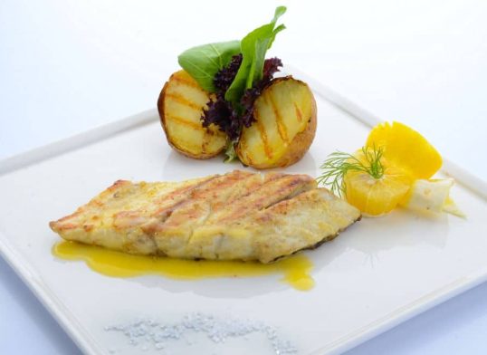 john dory with saffron and roasted garlic