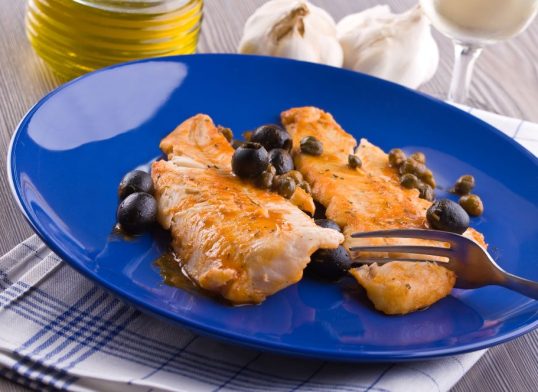 monkfish with white wine and capers