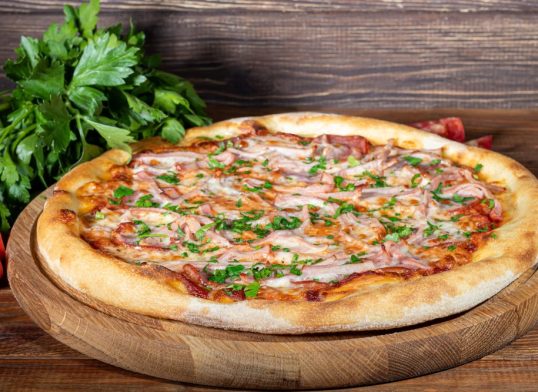 squid and bacon pizza