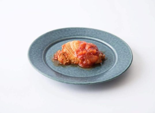 monkfish with roasted red pepper sauce