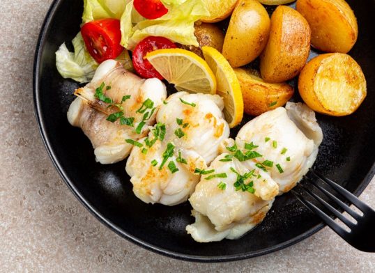 pan fried monkfish with lemon garlic butter