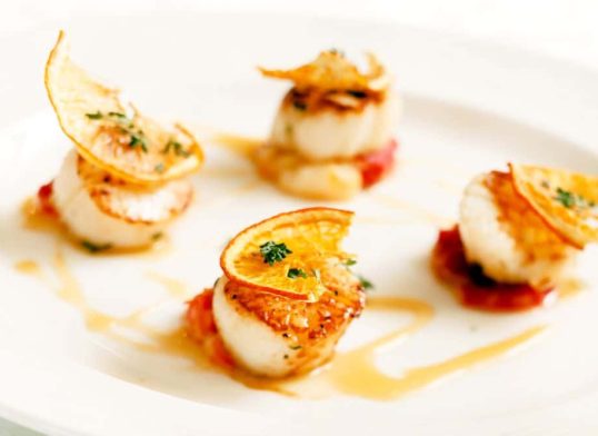 pan seared scallops with orange sauce