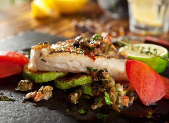 perch with white wine and capers