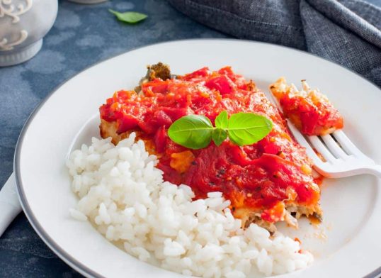 plaice fillets with chorizo and tomato