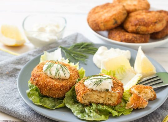 pollock fish cakes with lemon & dill