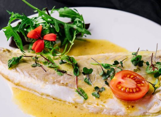 pollock fish fillet with creamy sauce