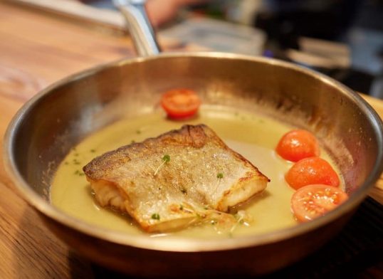 pollock fish fillet with honey & mustard sauce