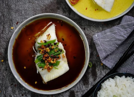 red snapper with ginger soy glaze