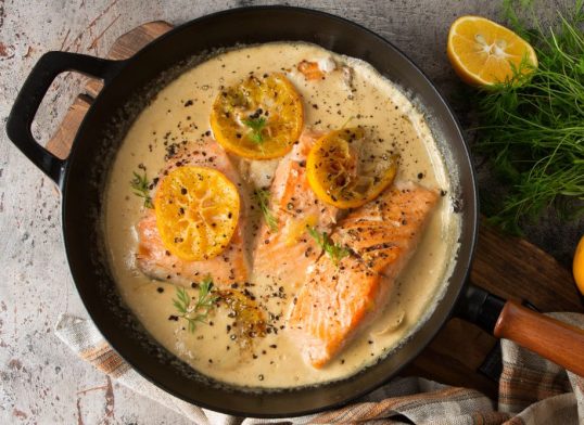 salmon with creamy garlic sauce