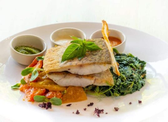 sea bass with basil garlic butter