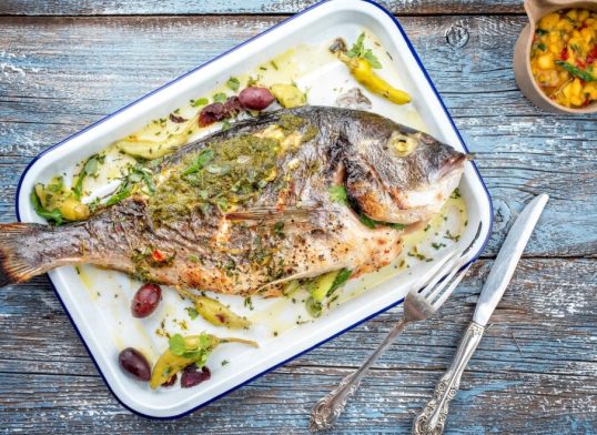sea bream with pesto