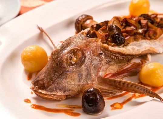 stuffed mullet with spinach and feta