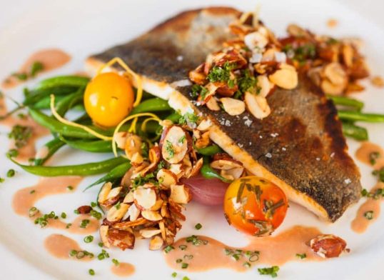 trout amandine with rice