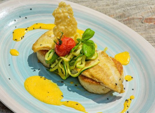 turbot with saffron cream sauce