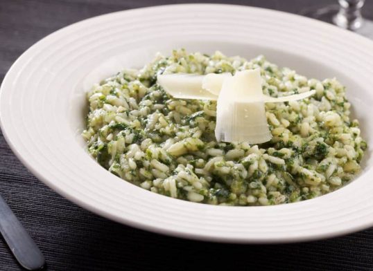 whitebait and spinach risotto