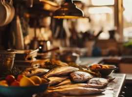 001 fresh fish display in welllit kitchen 0 0