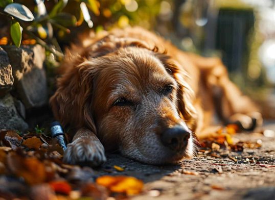 001 labrador resting in garden with fish oil supplement 0 0
