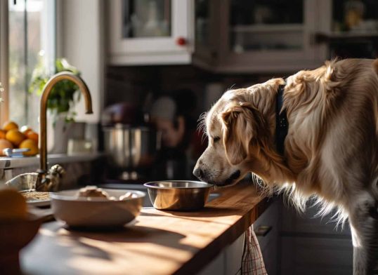 001 minimalist kitchen scene with dog owner healthy food 0 0