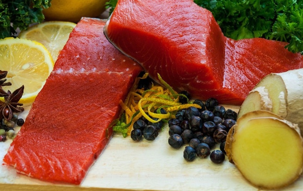 Sockeye Salmon Fillets With Ingredients
