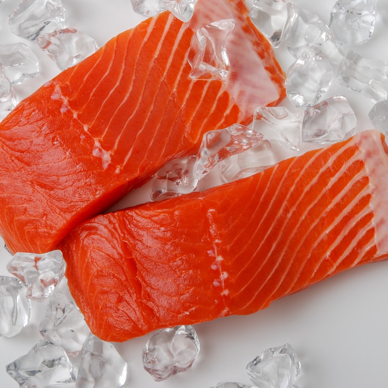 Sockeye Salmon Fillets On Ice